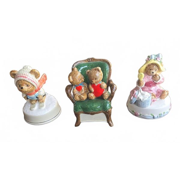 Otagiri Hand Painted Bear Music Box Trio