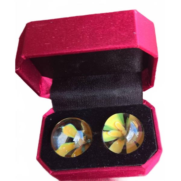 Glass Flower Motif Marbles in Gift Box