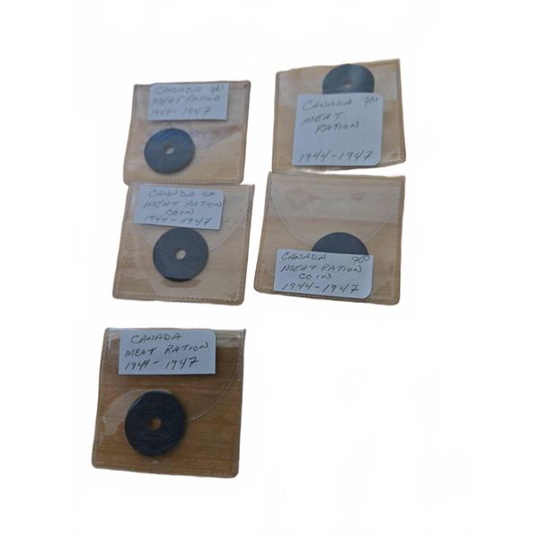 Canada WWII Meat Ration Coins 1941-1947