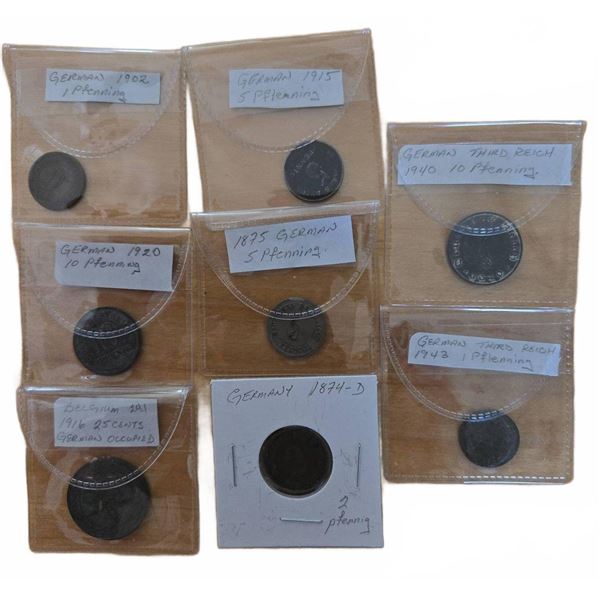 8 German Pfennig Coins (1902â€“20