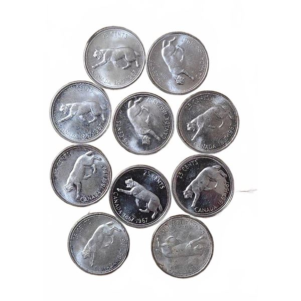 10 Canadian Centennial Quarters