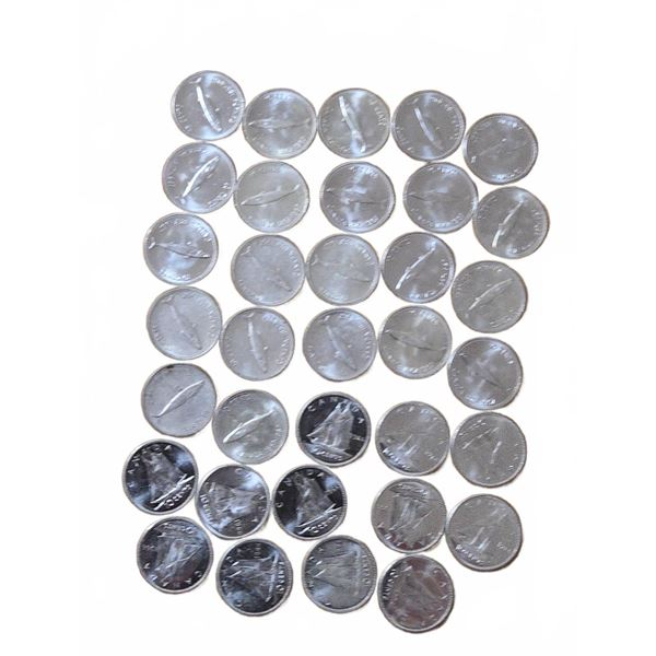 34 Canadian Silver Dimes 1966â€“1967