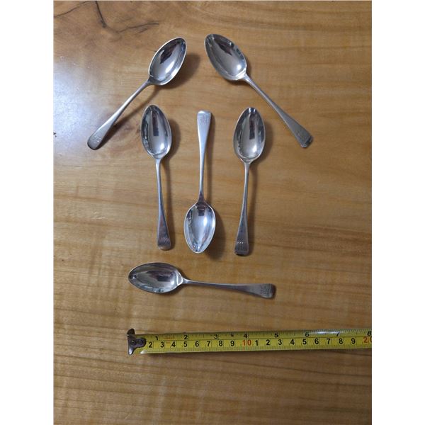 6 Sterling Silver Teaspoons UK Hallmak