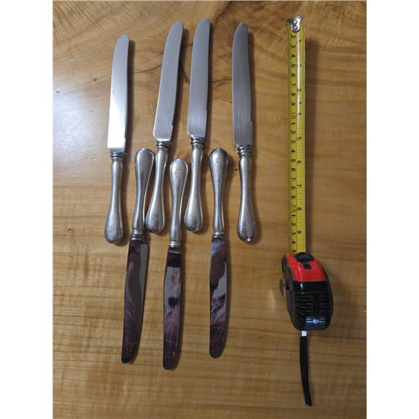 Seven Knives with Sterling Handles