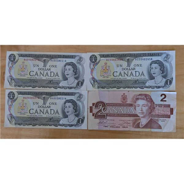 Canadian $1 and $2 Banknotes, 1954-1986