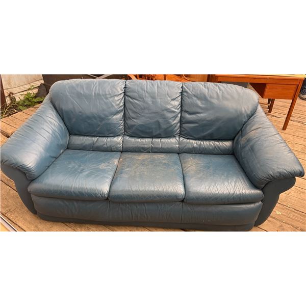 Blue Leather Loveseat Sofa and Mattress