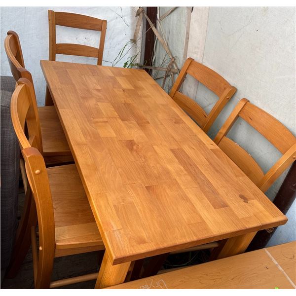 Solid Wood Bar Height Table with 5 Chairs