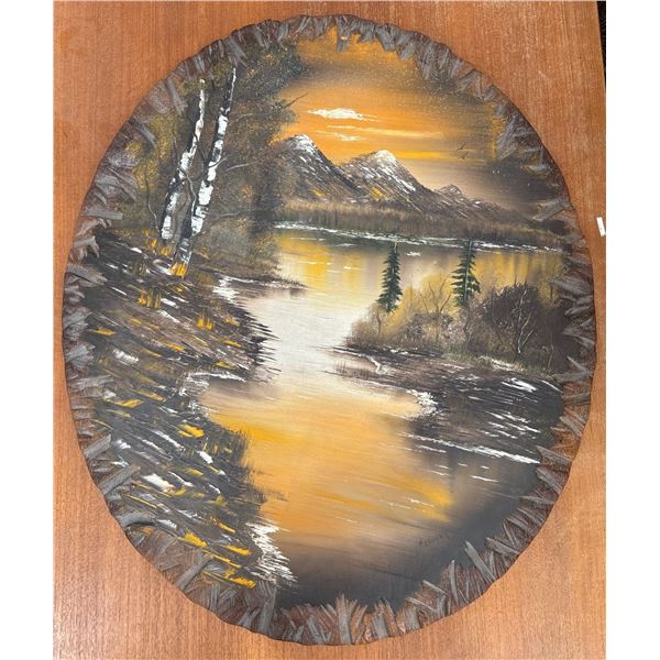 Round Landscape Oil Painting on Board