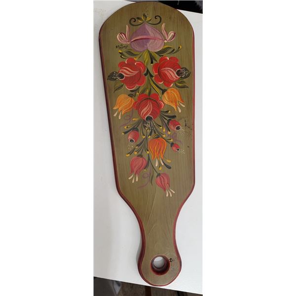 Framed Floral Embroidery Wall Art & Hand Painted Wooden Paddle Board