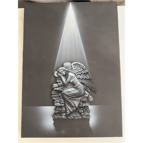 Angel Relief Sculpture on Canvas, 10x14 Inches