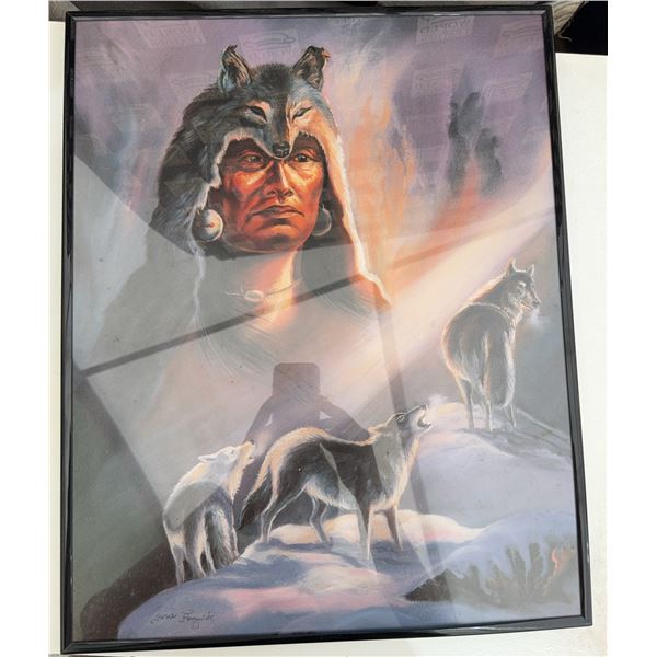 Gerald Tso Artist Print Wolf Spirit 16x20 Framed Art