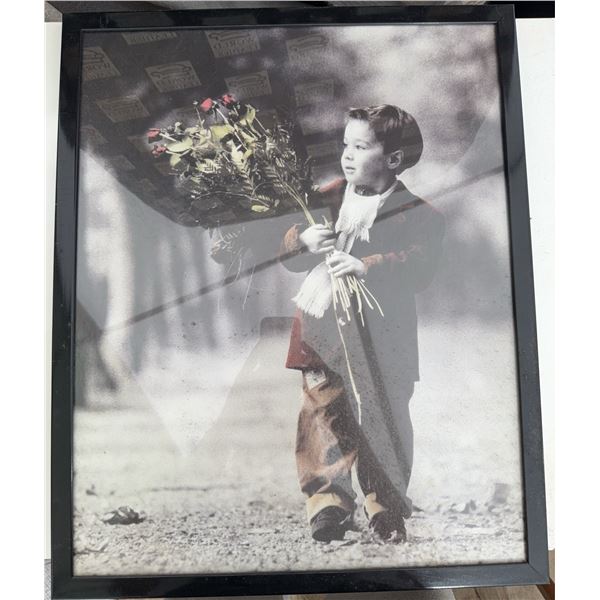 Kim Anderson Framed Print of Child With Flowers, 17x21 Inches