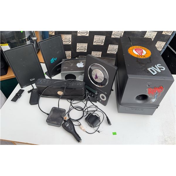 Audio Equipment Lot: TEAC CD-X10i System, DVS Subwoofer, Bluetooth Speakers