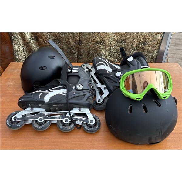 Sports Equipment Lot: Ultra Inline Skates, Bolle XL Helmet, RED Helmet, and more