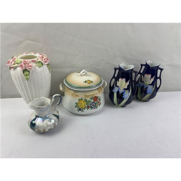 Lot of vintage vases & cookie jar