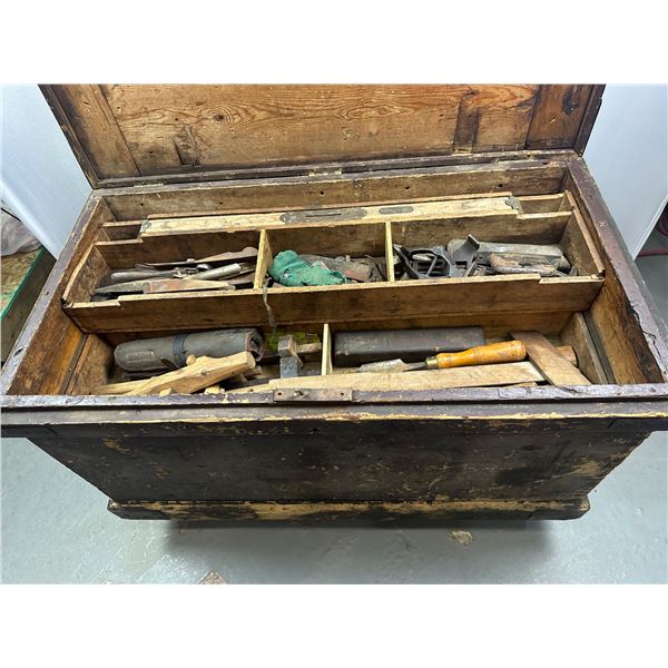 wooden trunk/antique planes