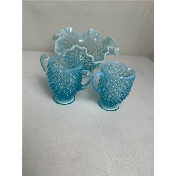 Vintage Fenton Blue Opalescent Hobnail Glassware: Uranium or Maganese Glass