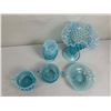 Image 3 : Vintage Fenton Blue Opalescent Hobnail Mini Dishes - Uranium or Manganese Glass