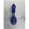 Image 2 : Vintage Bohemian Cobalt Blue Cut-to-Clear Decanter