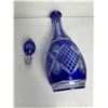 Image 3 : Vintage Bohemian Cobalt Blue Cut-to-Clear Decanter