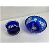 Image 2 : Vintage Cobalt Blue Cut-to-Clear Crystal Bowl and Vase