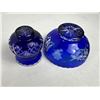 Image 3 : Vintage Cobalt Blue Cut-to-Clear Crystal Bowl and Vase