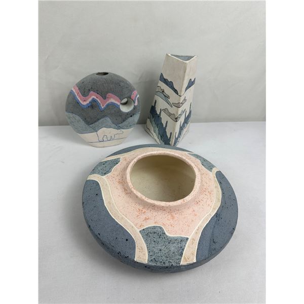 Vintage Great White North Decorative Pottery Vases