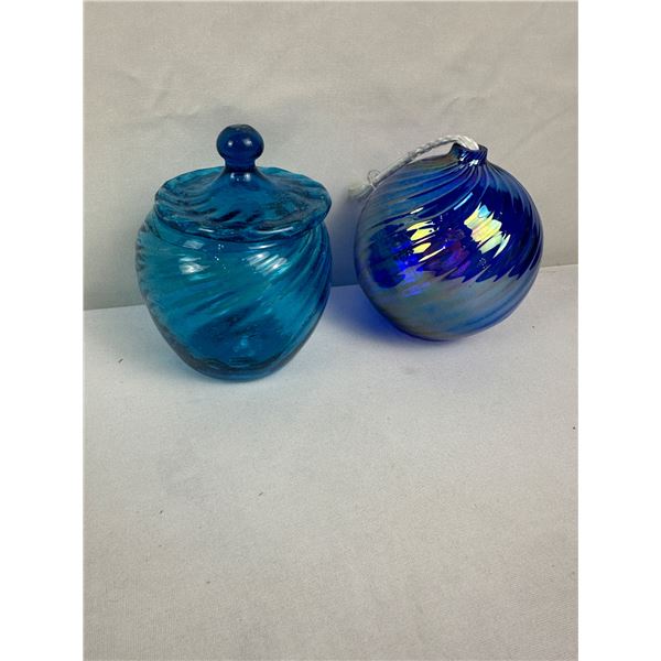 Vintage Handmade Blue Art Glass decor