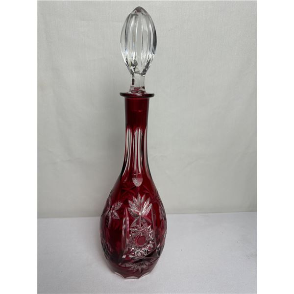 Nachtmann Traube Ruby Red Cut-to-Clear Crystal Decanter with Stopper