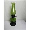Image 1 : Vintage Green Glass Oil Lamp