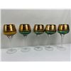 Image 1 : 5 Vintage Murano Crystal Hock Wine Glasses