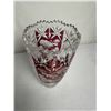 Image 3 : Vintage Lead Crystal Vase with Ruby Red Cut-to-Clear Birds Design