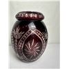 Image 1 : Vintage Very Large Bohemian Ruby Red Cut-to-Clear Crystal Vase/Urn with Lid