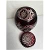 Image 2 : Vintage Very Large Bohemian Ruby Red Cut-to-Clear Crystal Vase/Urn with Lid