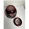 Image 5 : Vintage Very Large Bohemian Ruby Red Cut-to-Clear Crystal Vase/Urn with Lid