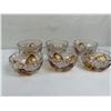 Image 1 : 6 Vintage Julia Amber Cut-to-Clear Crystal Glass Bowls