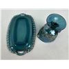 Image 3 : Vintage Blue Carnival Glass Creamer & Matching Tray