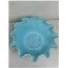 Image 2 : Vintage Fenton Light Blue Satin Glass bowl "Persian Medallion" Pattern - Uranium or Manganese Glass