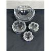 Image 2 : Set of 4 Vintage Royal Copenhagen Crystal Lotus Candle Holders/Bowls