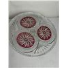 Image 3 : Vintage Clear and Red Cut-to-Clear Crystal Pedestal Cake plate