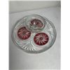 Image 4 : Vintage Clear and Red Cut-to-Clear Crystal Pedestal Cake plate