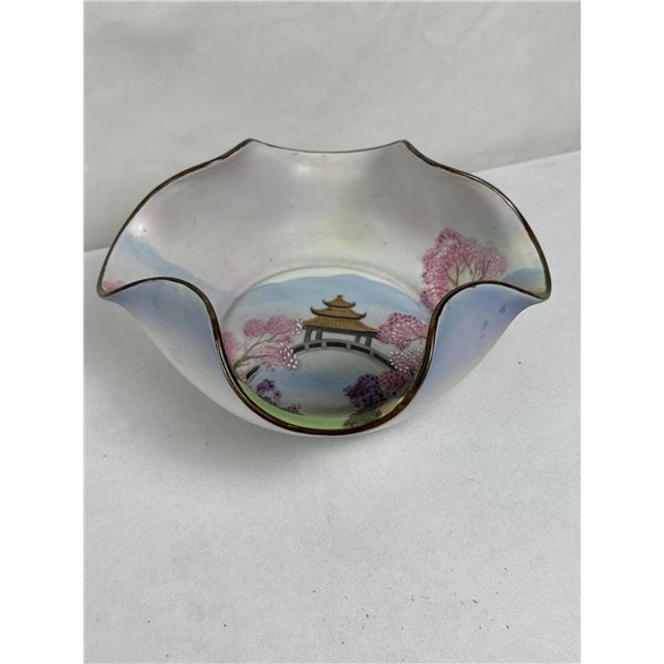 Authentic Antique NORITAKE Ruffled Scenic Bowl.