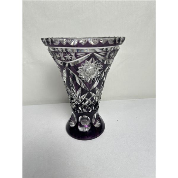 Amethyst Cut-to-Clear Crystal Vase