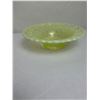 Image 1 : Vintage VASELINE Glass Fenton "Basketweave With Open Edge" Yellow Opalescent Glass Bowl