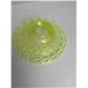 Image 2 : Vintage VASELINE Glass Fenton "Basketweave With Open Edge" Yellow Opalescent Glass Bowl