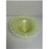 Image 3 : Vintage VASELINE Glass Fenton "Basketweave With Open Edge" Yellow Opalescent Glass Bowl