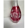 Image 2 : Heavy Vintage Cranberry Red Cut-to-Clear Decanter with Stopper