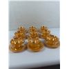 Image 1 : Set of 9 Vintage Fire-King Tea Cups/Saucers in the Peach Lustre Three Band Pattern