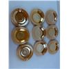 Image 3 : Set of 9 Vintage Fire-King Tea Cups/Saucers in the Peach Lustre Three Band Pattern