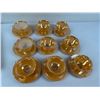 Image 2 : Set of 9 Vintage Fire-King Tea Cups/Saucers in the Peach Lustre Three Band Pattern